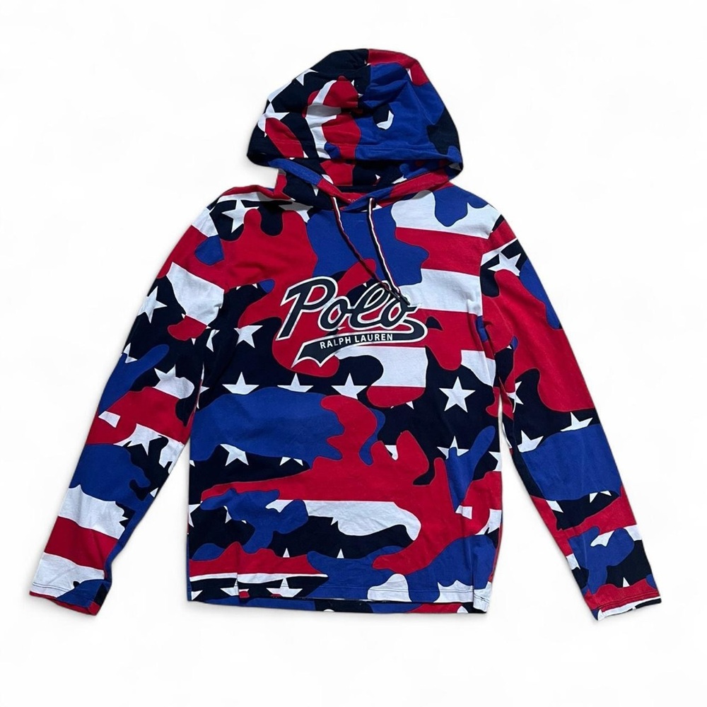 Rare Polo by Ralph Lauren Red White and Blue Camo Stars Hoodie